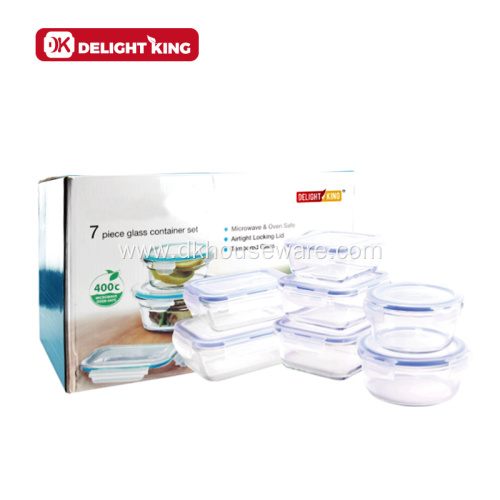 6pcsGlass Food Containers Set with Pack Customized